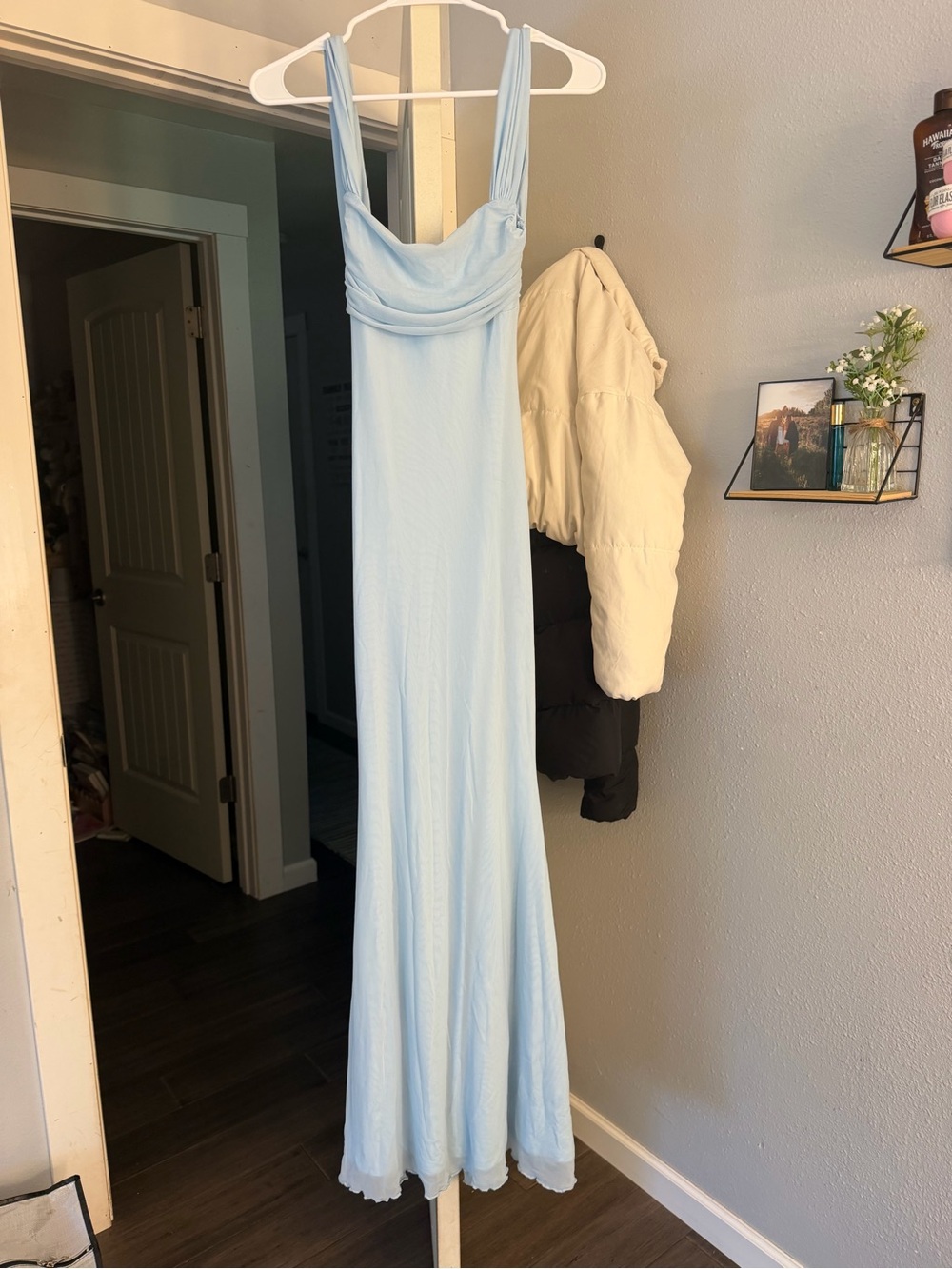 Beginning Boutique Light Blue Backless Maxi Dress